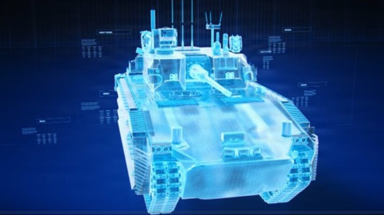 A digital rendering of the XM30 Combat Vehicle