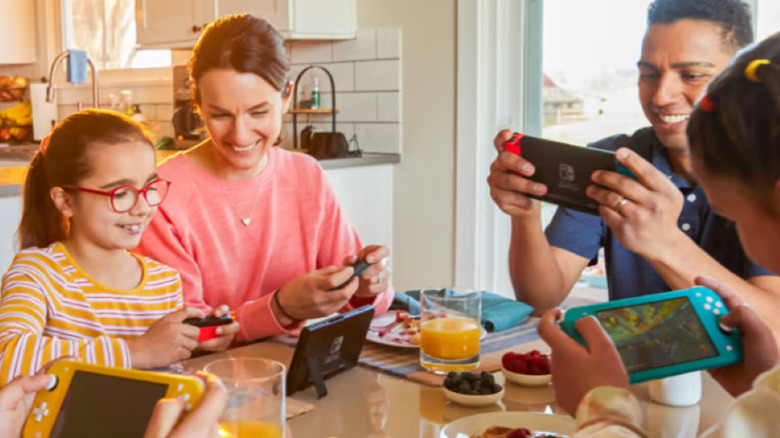Family playing Switch together