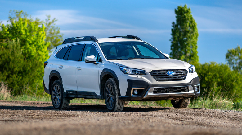 A Subaru driving
