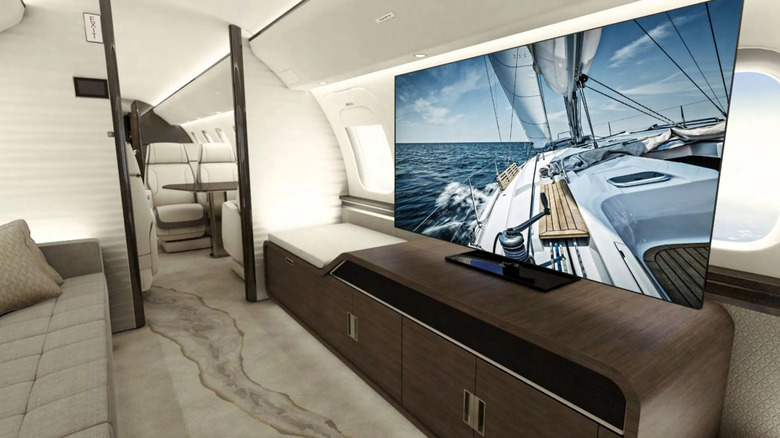 A Bombardier Global 8000 entertainment suite