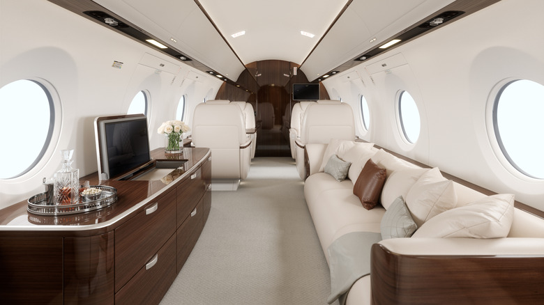 A private jet seating area
