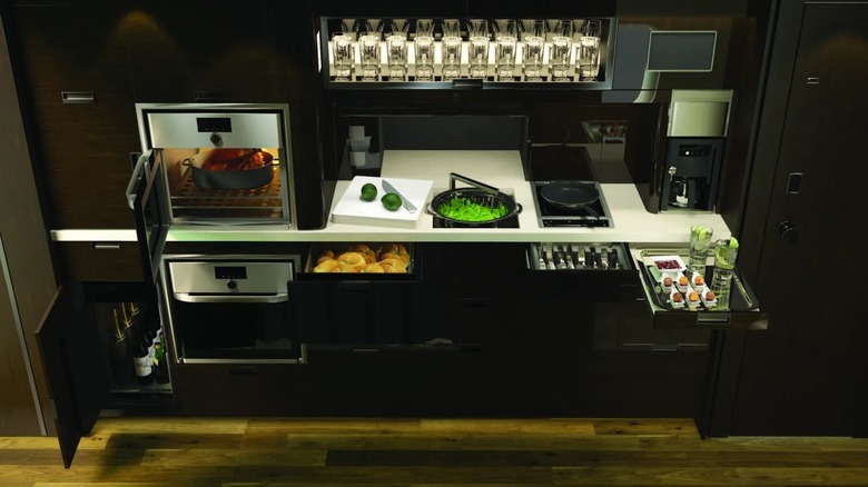 A Bombardier Global 7500 fully-equipped kitchen