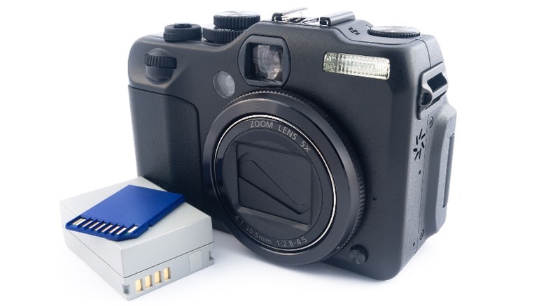 Camera with a battery