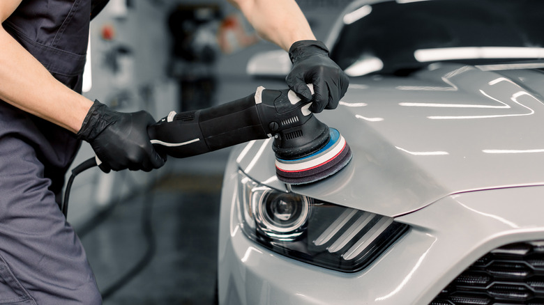 Polishing a car