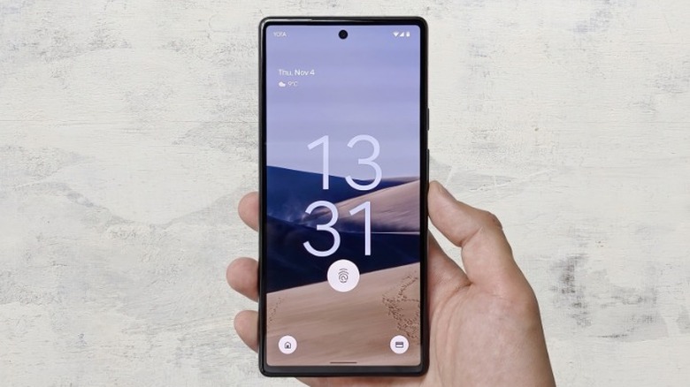 hand holding a Google Pixel 6