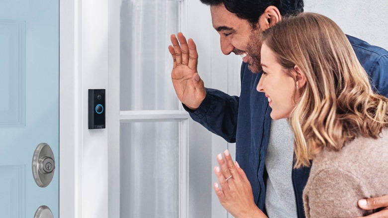 Visitors leaving a message on a Ring doorbell