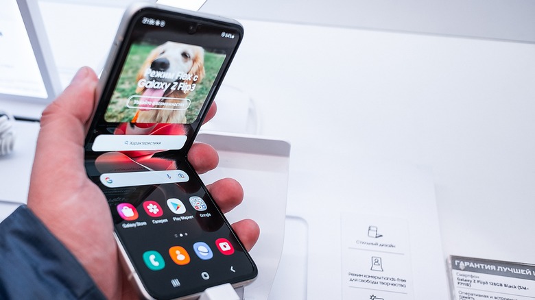 Samsung Galaxy Z Flip3 with multiple apps open