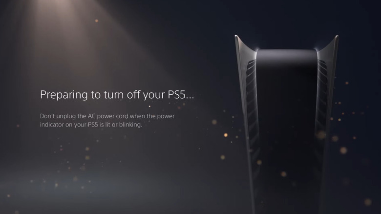 Tela de desligamento do PS5 