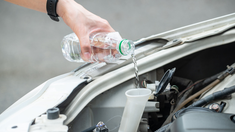 Water bottle poured into radiator