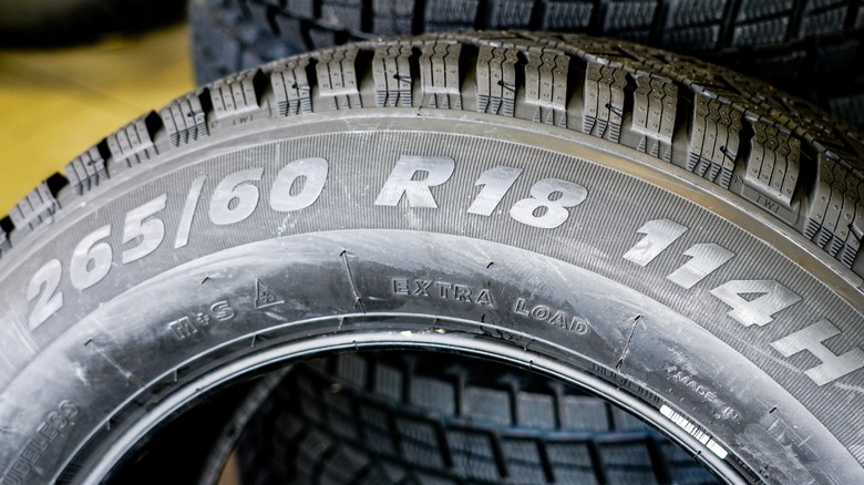 Close up shot of tire sidewall