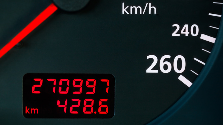 red digital odometer reading