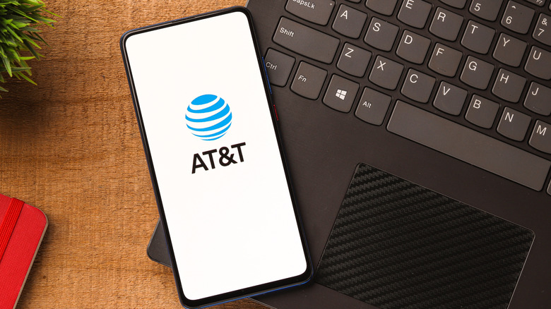 a CLOSE UP OF AT&T symbol on a smartphone