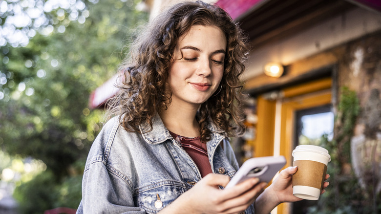Woman looking at her phone