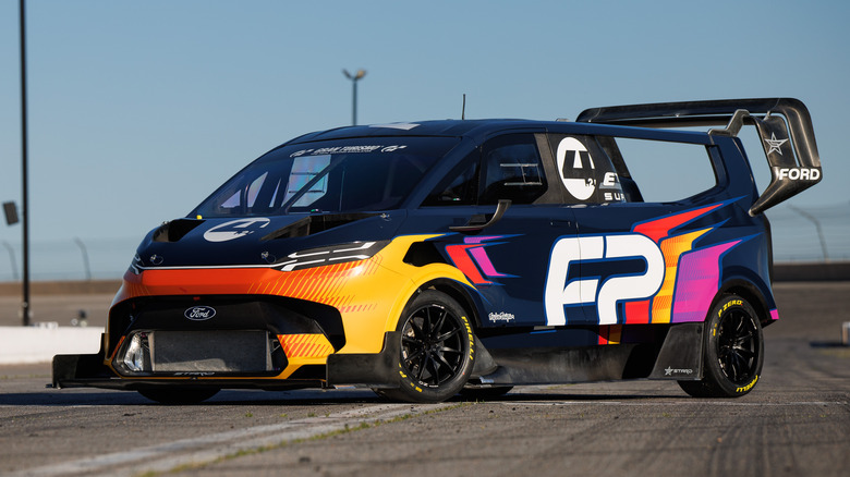 Ford Supervan 4.2 prototype hill climb racer parked on track