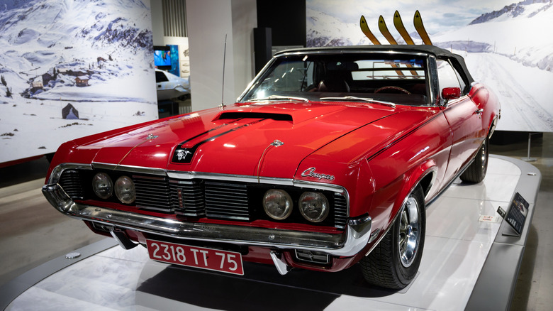 Front 3/4 view of 1969 Mercury Cougar that appeared in James Bond Film "On Her Majesty's Secret Service"