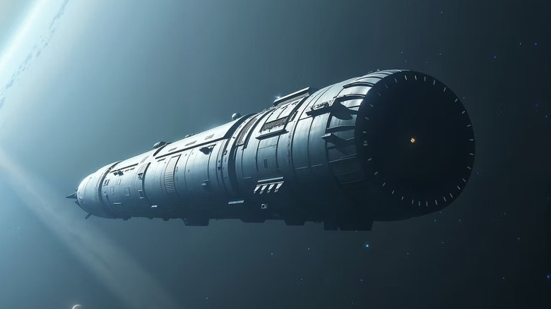 the exterior of Chrysalis is seen here, as it floats through space
