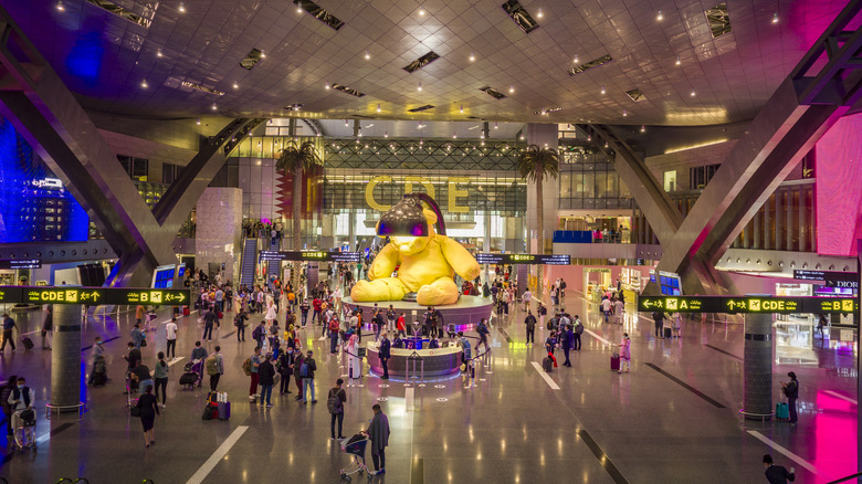 A large hall in Doha International Airport.