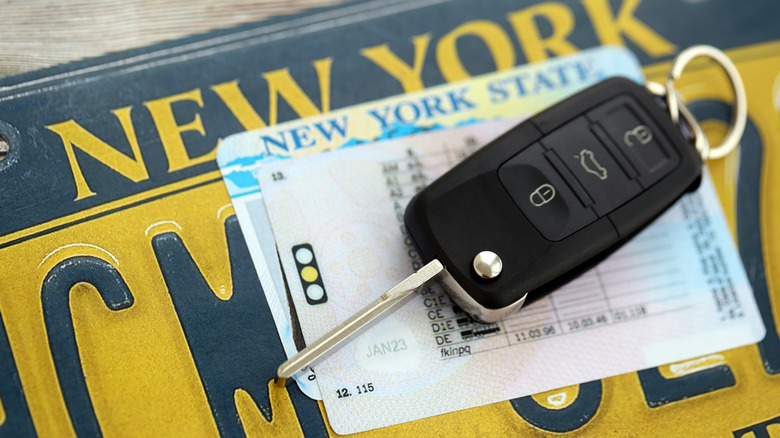 Car key on New York plate
