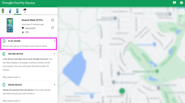 Find My Device play sound