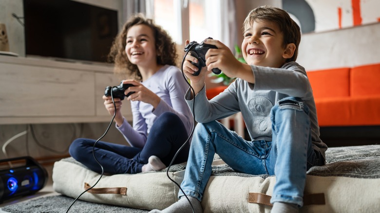 Happy children gaming