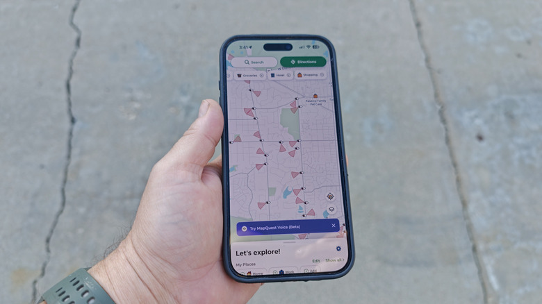 A smart phone showing the surveilance layer in MapQuest