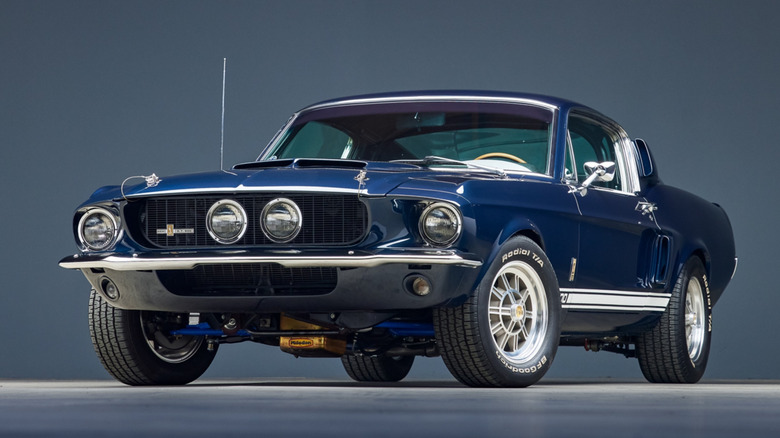 Front 3/4 view of 1967 Shelby Mustang GT500 in studio setting