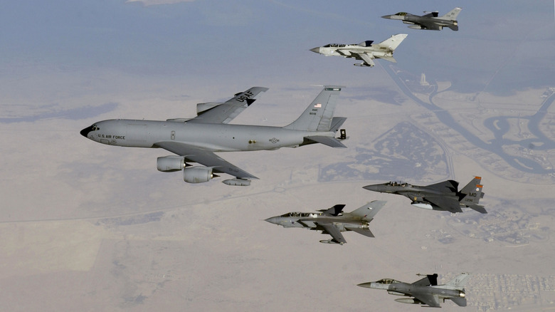 KC-135 flying in formation