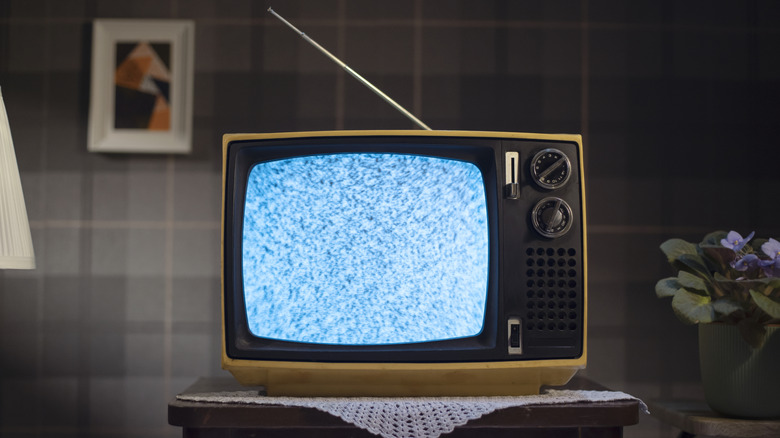 Static on yellow tube tv