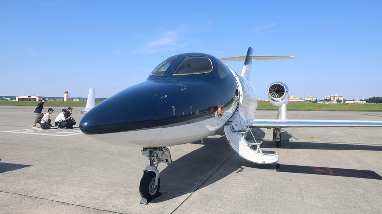 The Honda HA-420 light business jet on display