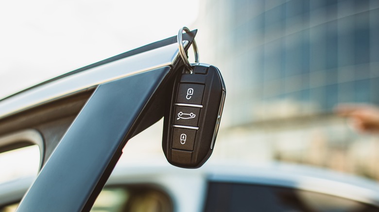 Key fob dangling car door