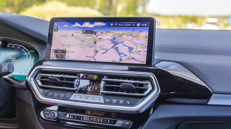 Close-up shot of a vehicle's infotainment system