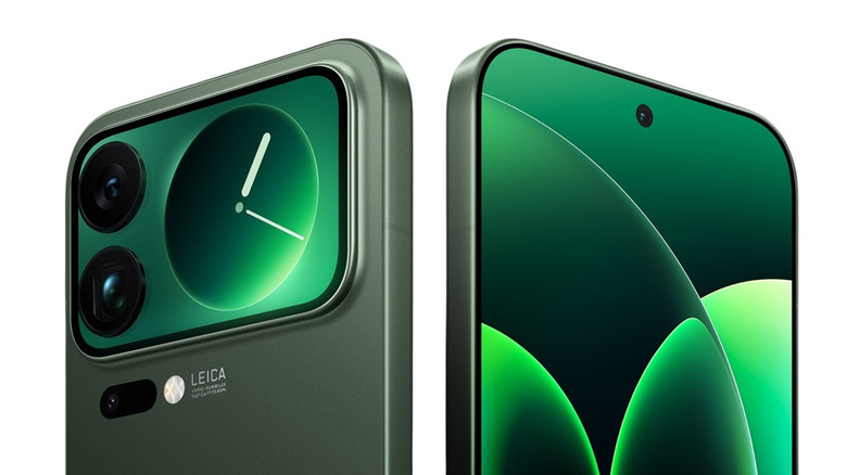 Two phones showing front and rear display of Xiaomi 17 Pro Max