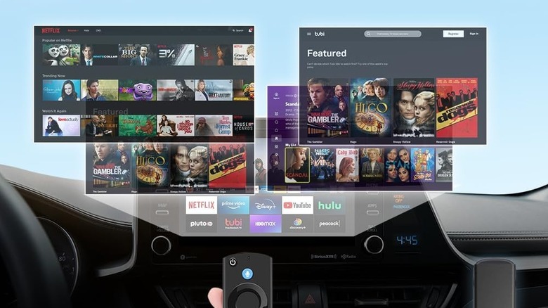 car dashboard with streaming apps