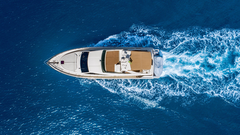 A luxury yacht seen from above