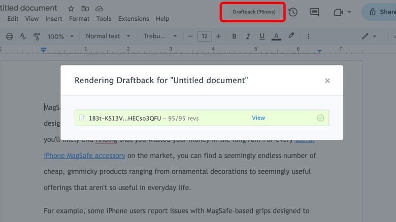 Draftback google docs