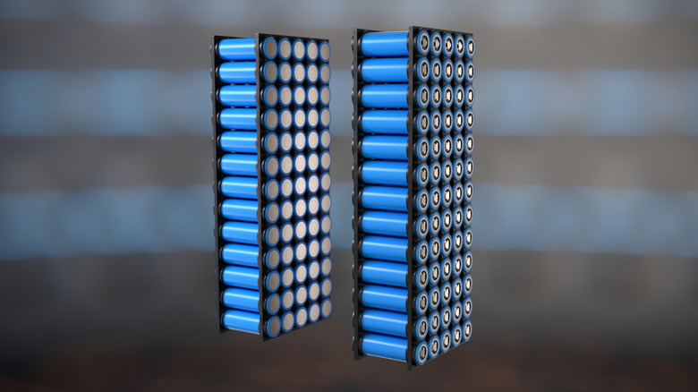 An array of batteries designed for an e-bike, CG render