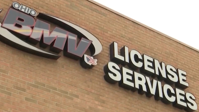 Ohio Bureau of Motor Vehicles sign on building exterior