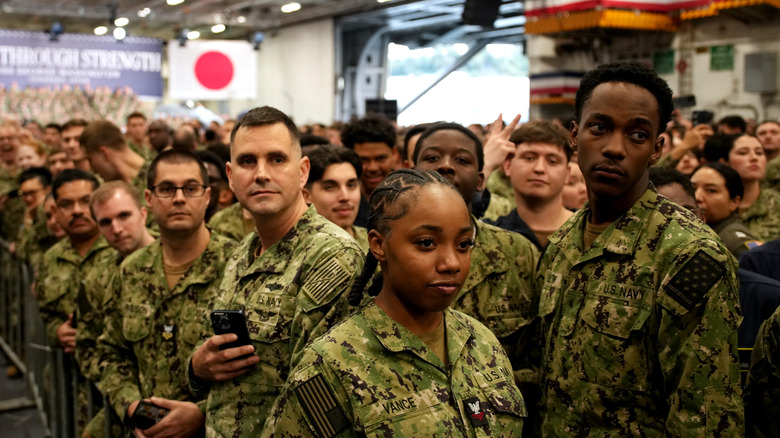 troops awaiting president in japan