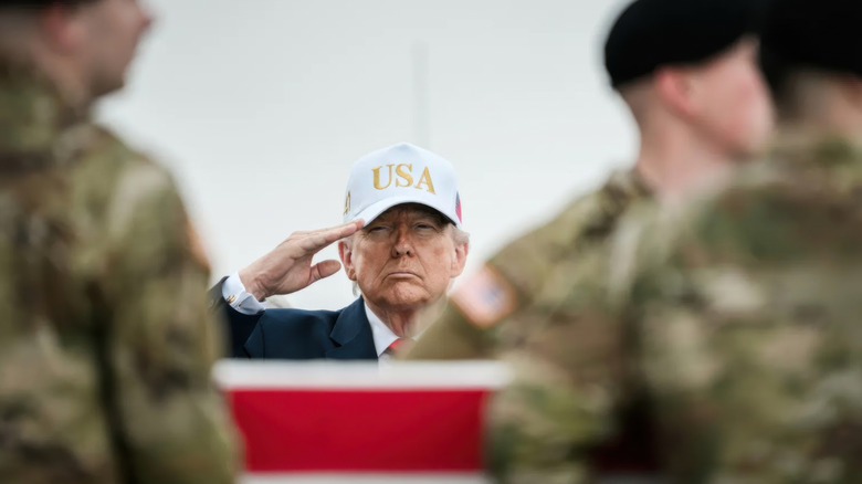trump salutes soldiers back from iran