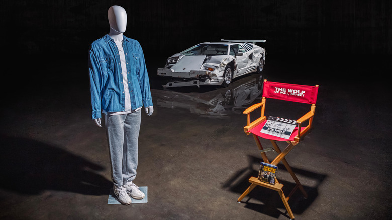 damaged Countach with movie merchandise