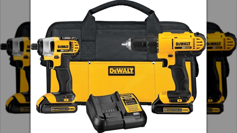 DeWalt 20V Max Cordless Drill and Impact Driver Combo Kit on a white background