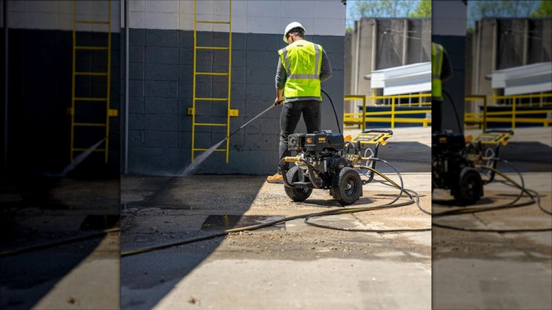 DeWalt pressure washer in use