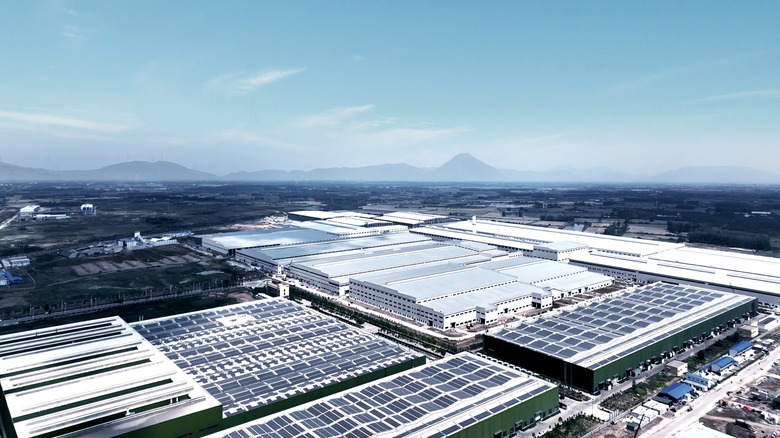 Birds-eye view of a BYD factory in China