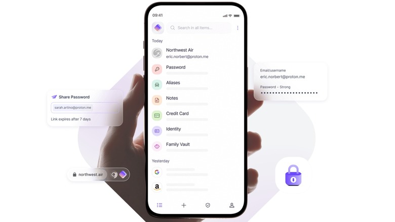 Phone displaying Proton Pass app