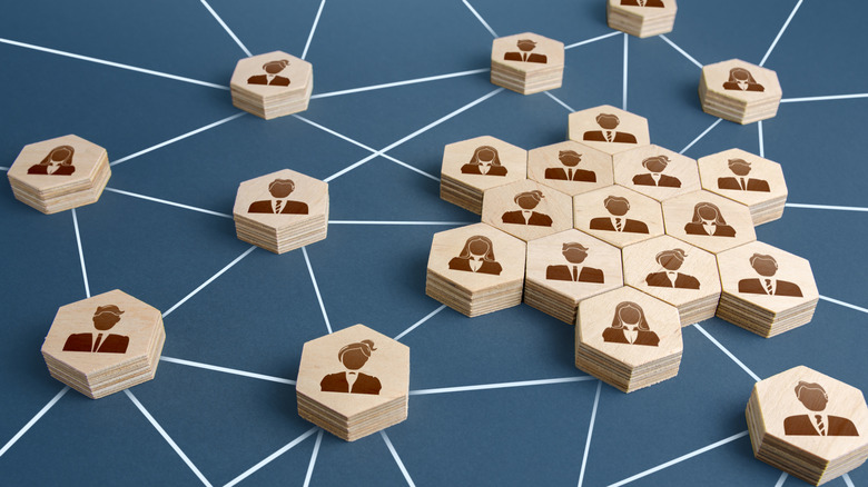 Social connections wood blocks concept