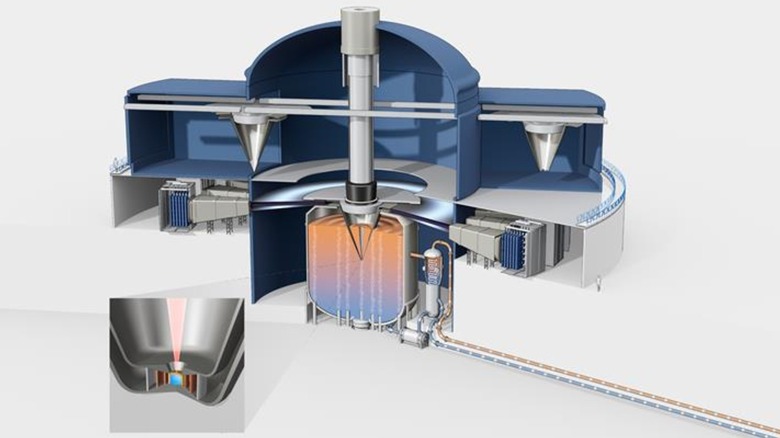 A computer render of First Light Fusion's fusion reactor