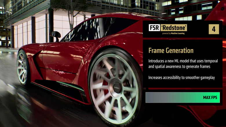 AMD Redstone frame generation demonstration photo of car racing down street