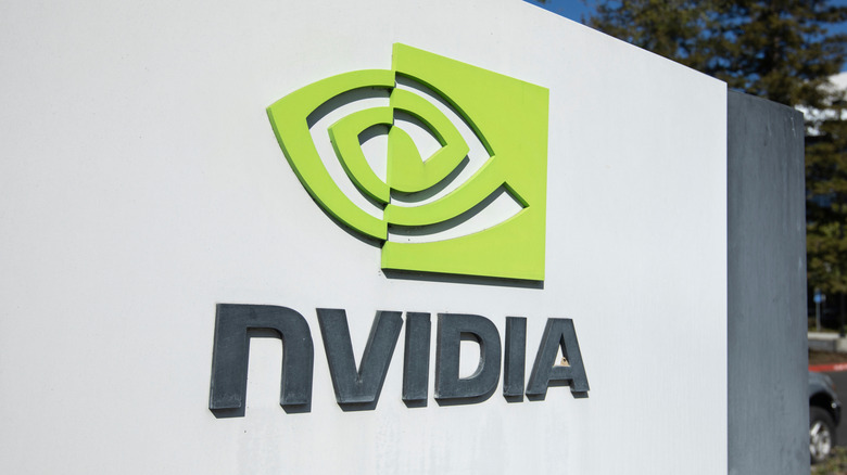 Close up of Nvidia sign