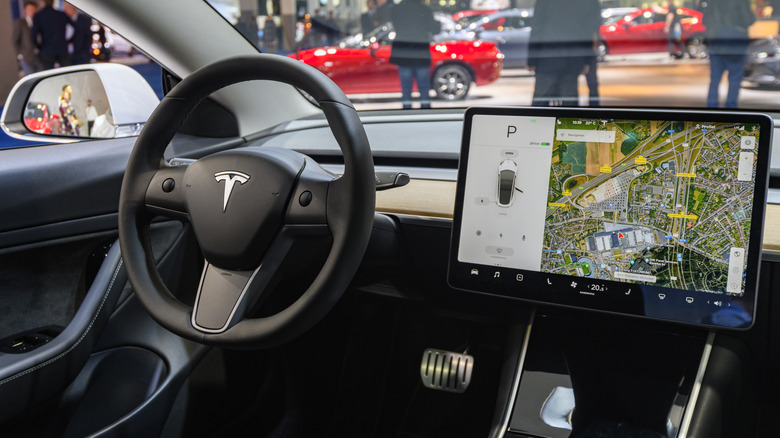 The interior of a Tesla Model 3