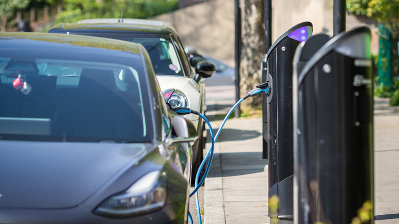 Eelctric vehicle at charging station